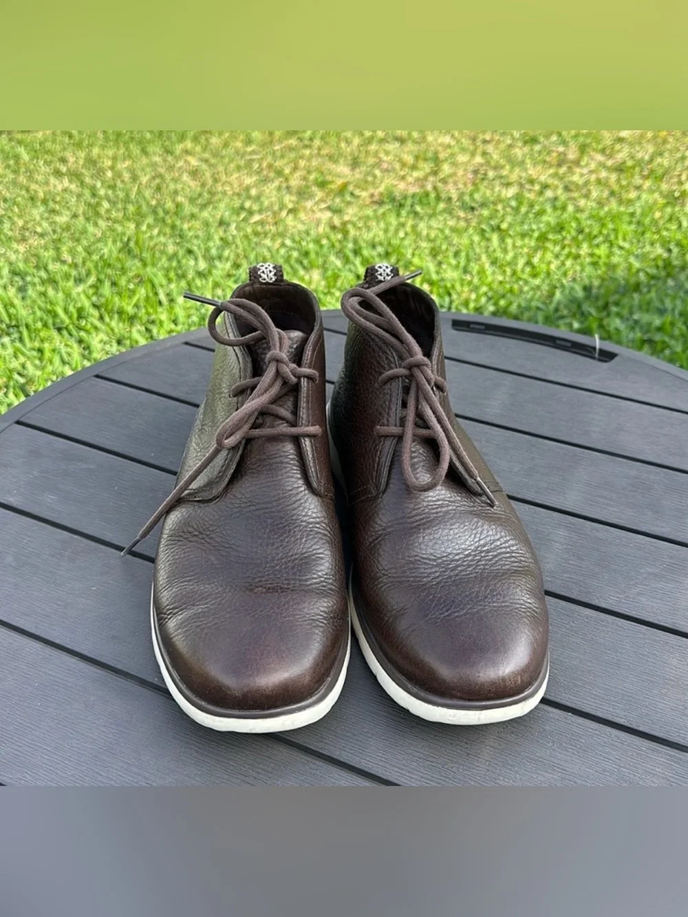 UGG MENS COMFORT SYSTEM BROWN LEATHER LACE UP CHUKKA BOOT SIZE 10 S/N 1013234